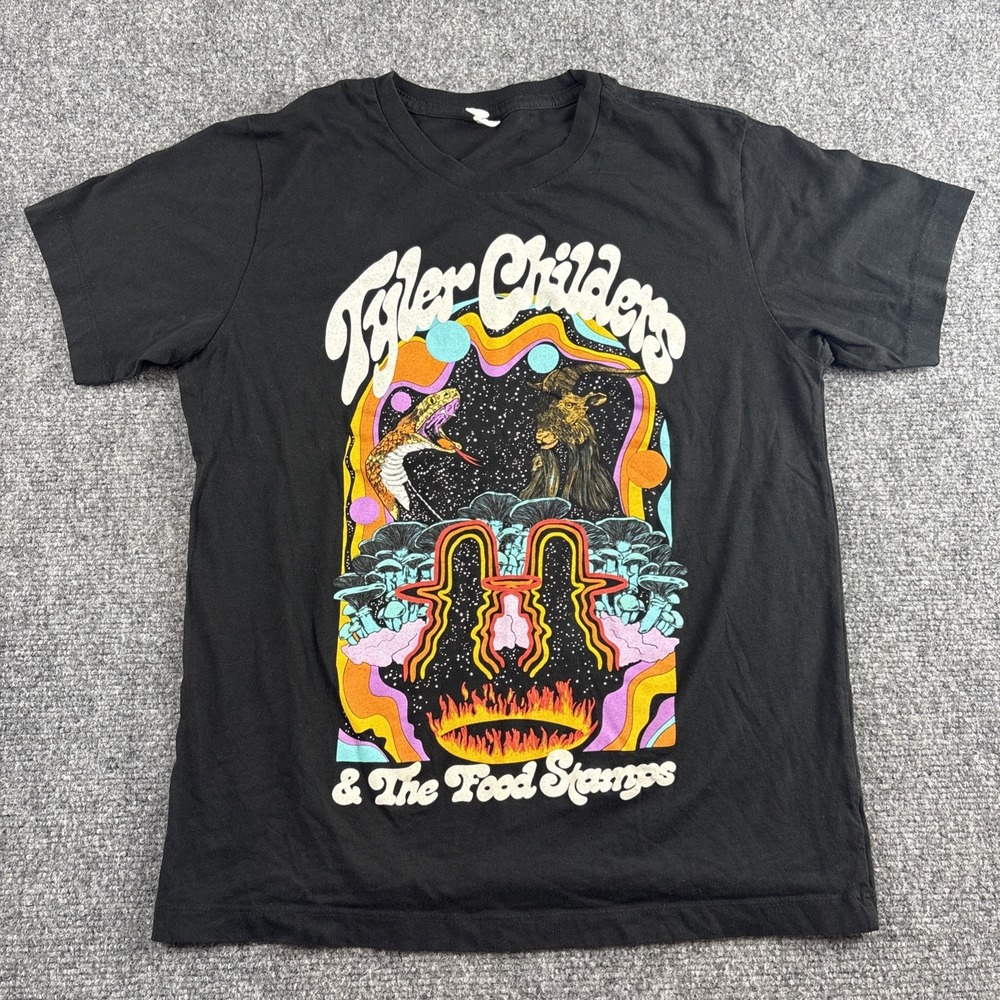 Tyler Childers & The Food Stamps Psychedelic Tour Band Tee Black Unisex Small S
